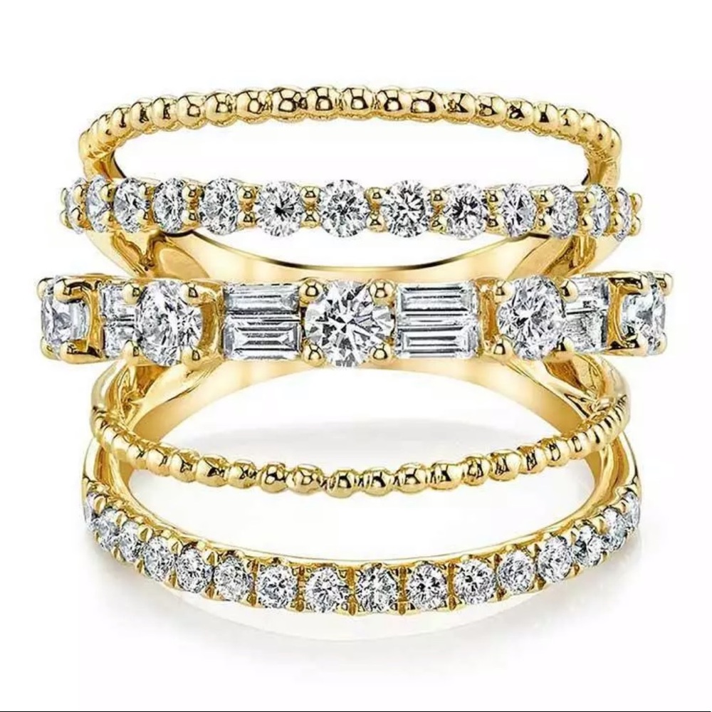 NEW💍18K YELLOW GOLD DIAMOND 925 SILVER RING - Picture 2 of 4